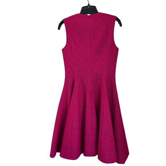 Lela Rose Metallic Pink A-Line Knit Tweed Dress Sz 4 - Picture 2 of 10